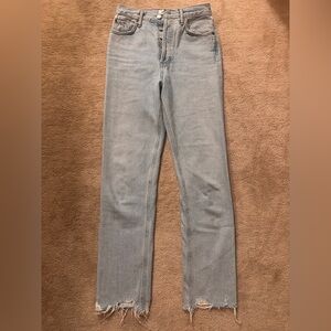 AGOLDE Pinch Waist High Rise Jeans – Light Vintage Wash – Raw Distressed Hem